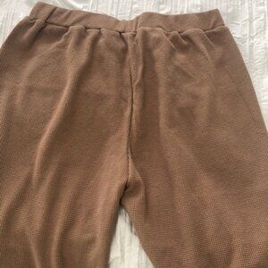 Waffle Knit Lounge Pants - Brown